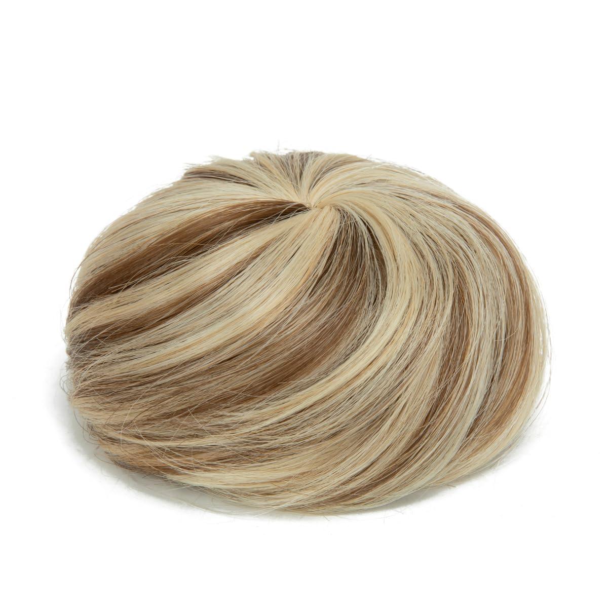 imageSARLA Dark Brown Hair Buns Extension Drawstring Updo Donut Chignon Straight Synthetic Fake Ballet Bun for Women Lady 1 PcsBahama Beige