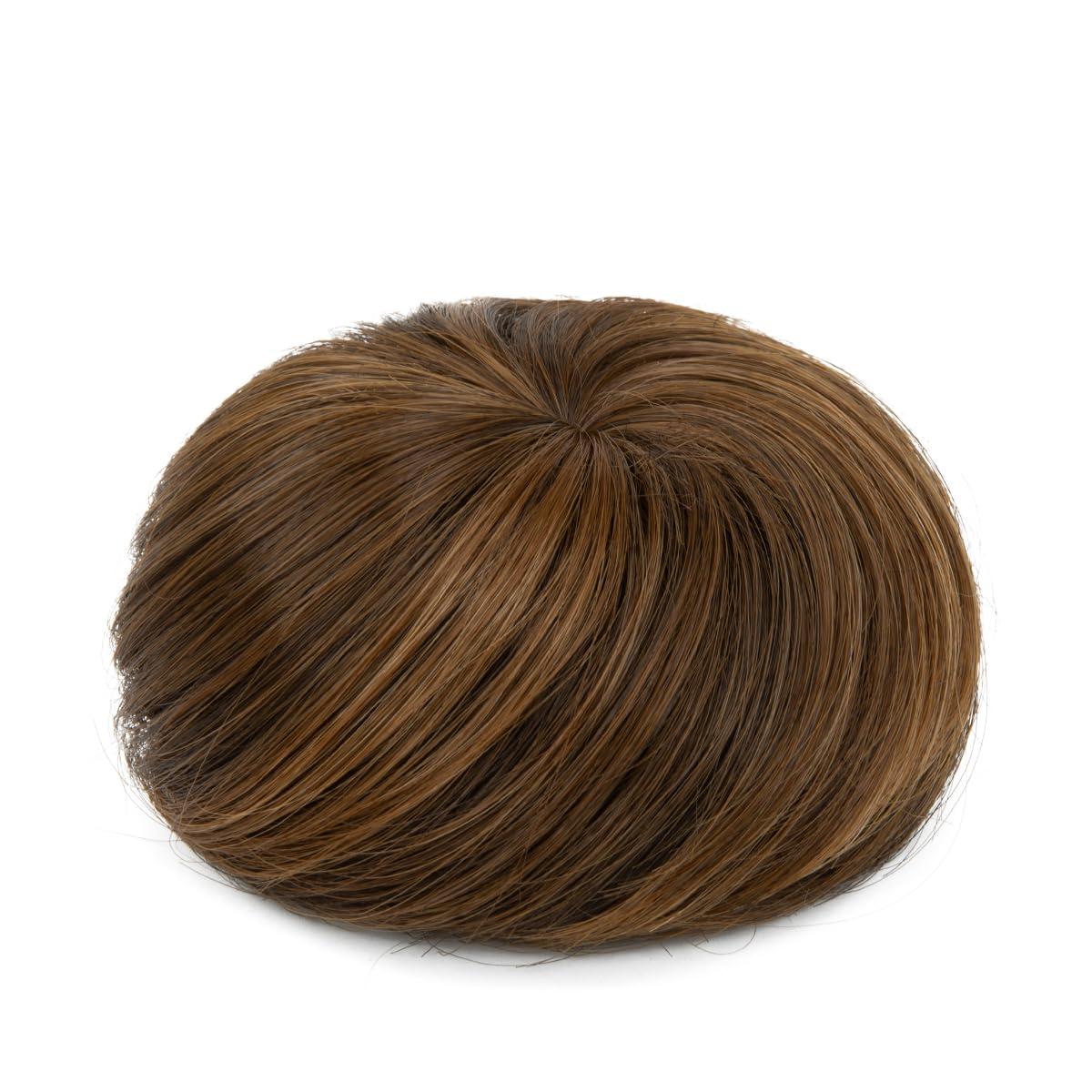 imageSARLA Dark Brown Hair Buns Extension Drawstring Updo Donut Chignon Straight Synthetic Fake Ballet Bun for Women Lady 1 PcsChocolate