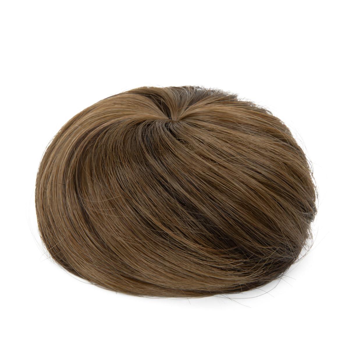 imageSARLA Dark Brown Hair Buns Extension Drawstring Updo Donut Chignon Straight Synthetic Fake Ballet Bun for Women Lady 1 PcsCoffee Brown