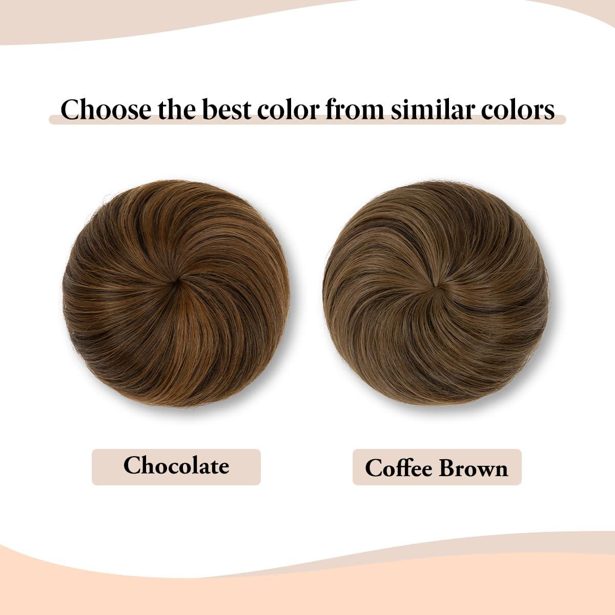 imageSARLA Dark Brown Hair Buns Extension Drawstring Updo Donut Chignon Straight Synthetic Fake Ballet Bun for Women Lady 1 PcsCoffee Brown