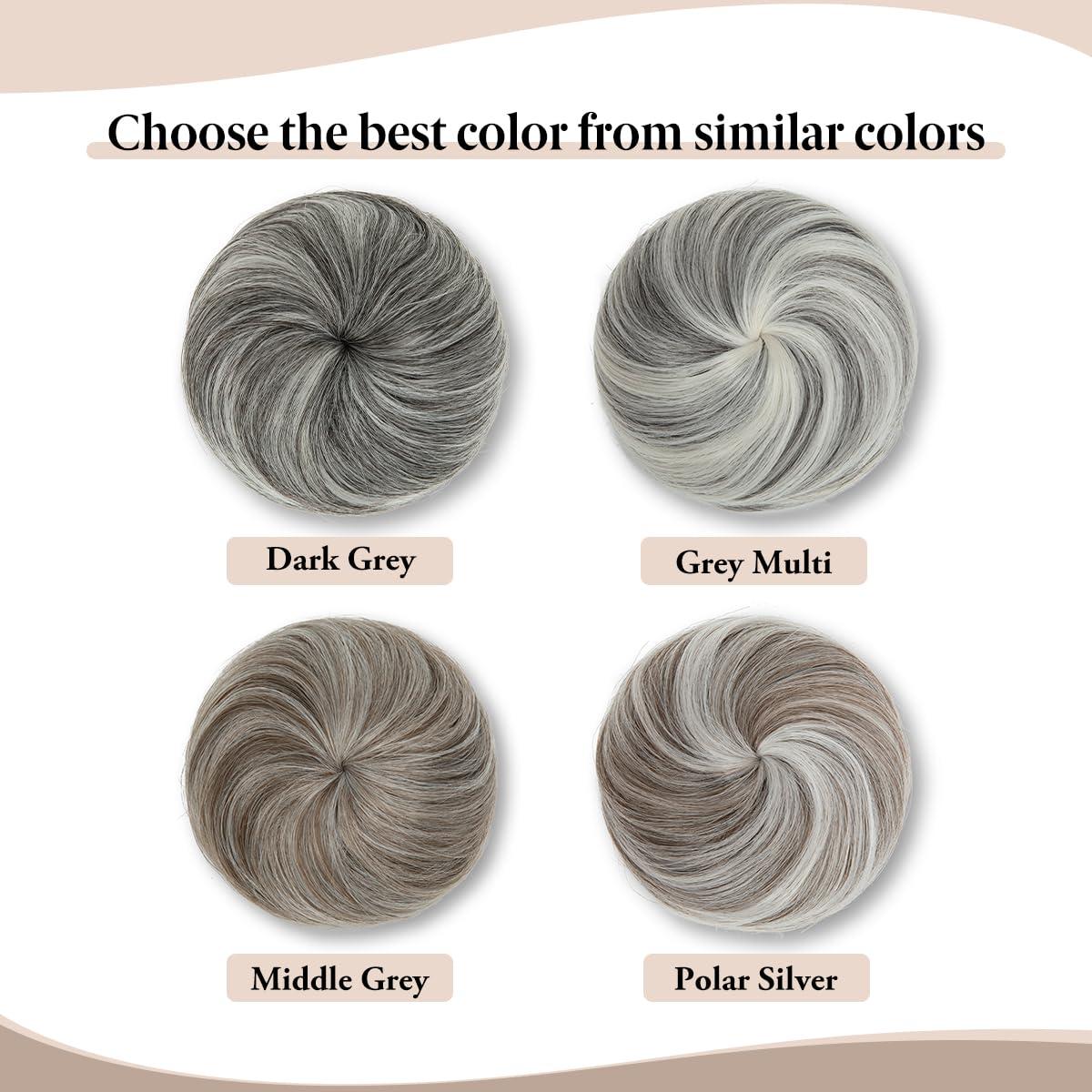 imageSARLA Dark Brown Hair Buns Extension Drawstring Updo Donut Chignon Straight Synthetic Fake Ballet Bun for Women Lady 1 PcsDark Grey
