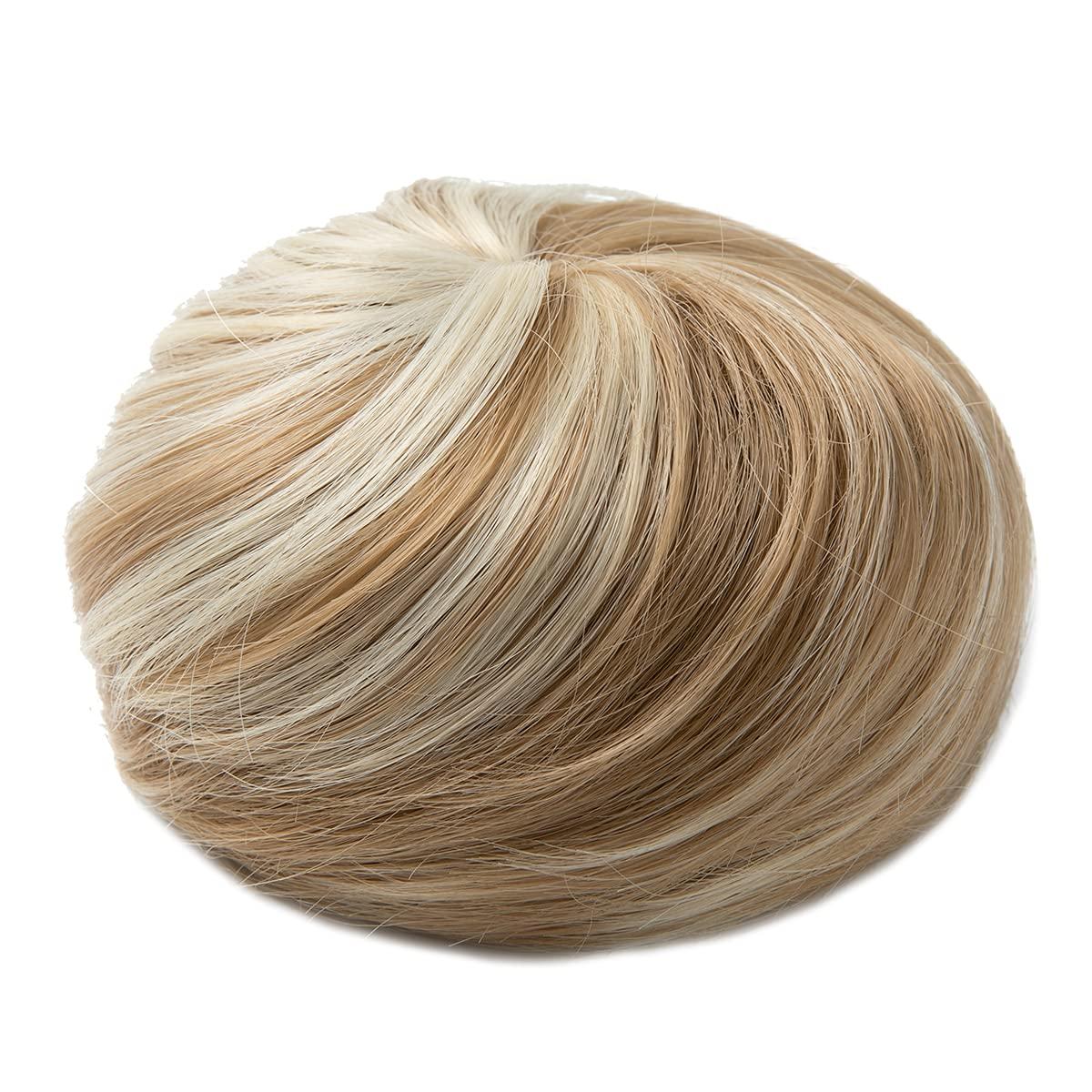 imageSARLA Dark Brown Hair Buns Extension Drawstring Updo Donut Chignon Straight Synthetic Fake Ballet Bun for Women Lady 1 PcsDirty Blonde