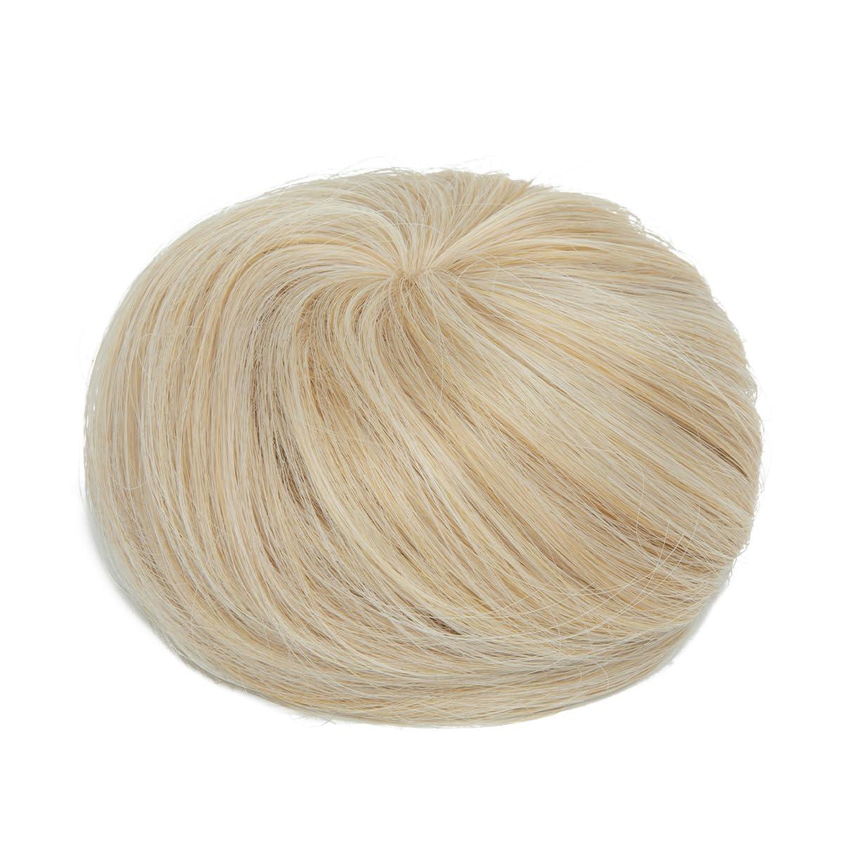 imageSARLA Dark Brown Hair Buns Extension Drawstring Updo Donut Chignon Straight Synthetic Fake Ballet Bun for Women Lady 1 PcsLight Champagne