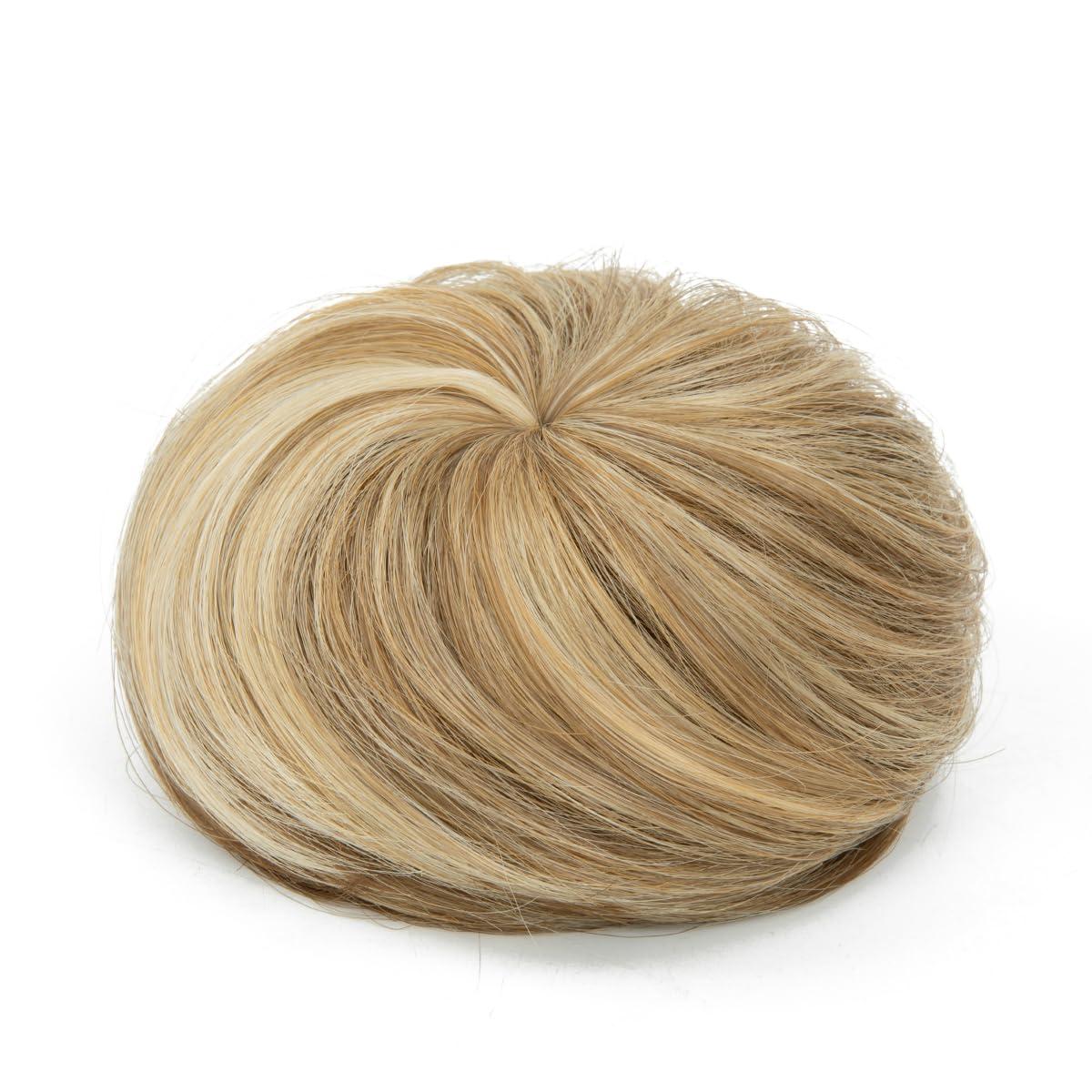 imageSARLA Dark Brown Hair Buns Extension Drawstring Updo Donut Chignon Straight Synthetic Fake Ballet Bun for Women Lady 1 PcsSahara Beige