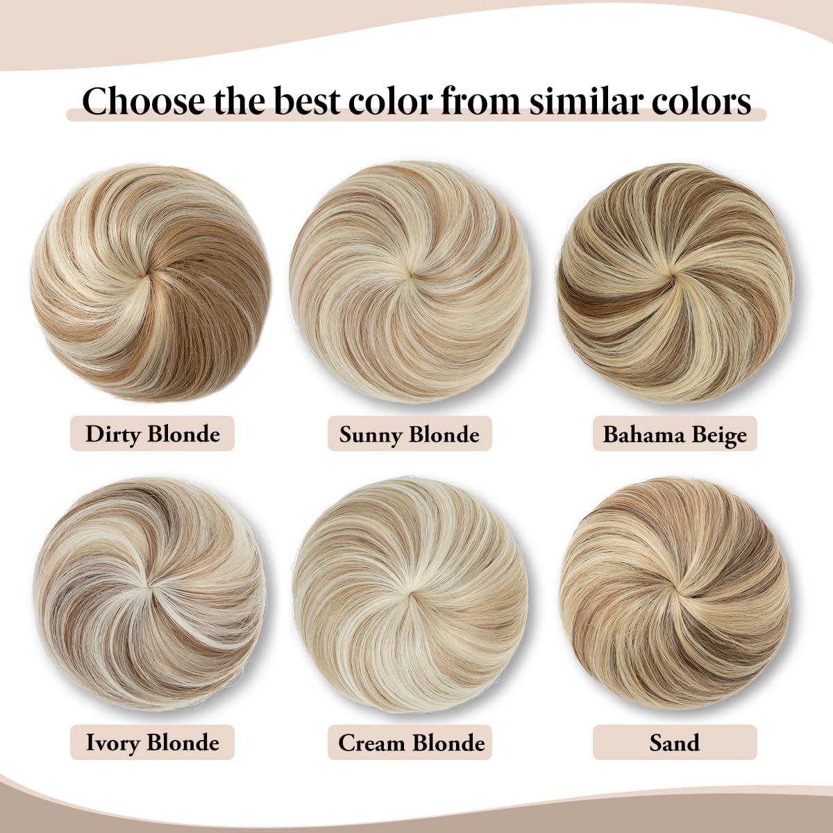 imageSARLA Dark Brown Hair Buns Extension Drawstring Updo Donut Chignon Straight Synthetic Fake Ballet Bun for Women Lady 1 PcsSand