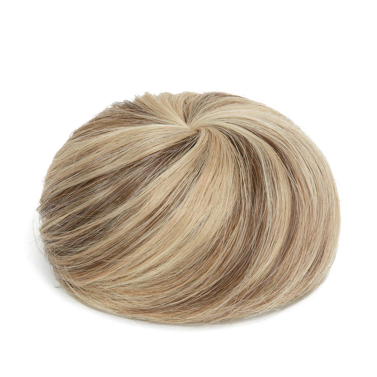 imageSARLA Dark Brown Hair Buns Extension Drawstring Updo Donut Chignon Straight Synthetic Fake Ballet Bun for Women Lady 1 PcsSand