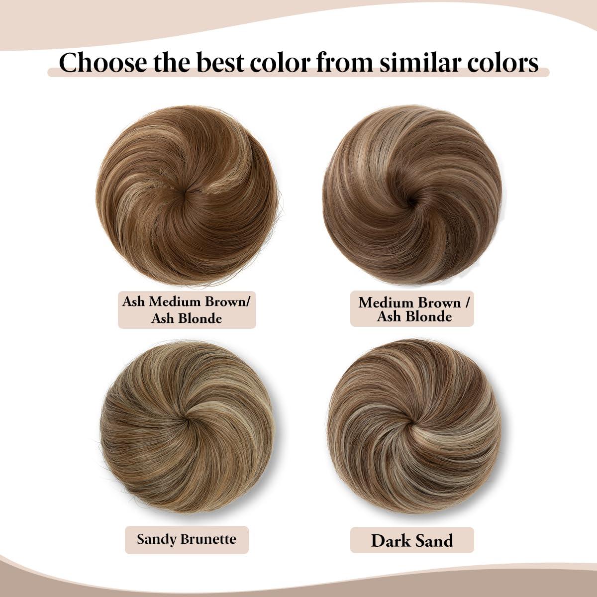 imageSARLA Dark Brown Hair Buns Extension Drawstring Updo Donut Chignon Straight Synthetic Fake Ballet Bun for Women Lady 1 PcsSandy Brunette