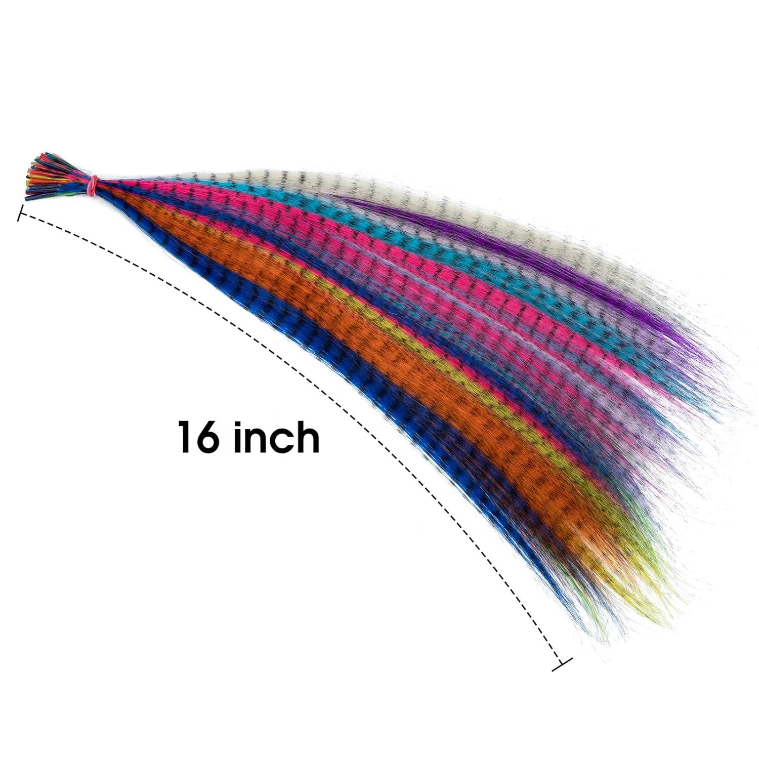 imageSARLA Feather Hair Extensions Kit Synthetic 16 Inch 100 Pcs Itip Hair Feathers for Women 10 Mixed Colors with Plier Hook Beads Heat Friendly Fiber50 pieces No tools