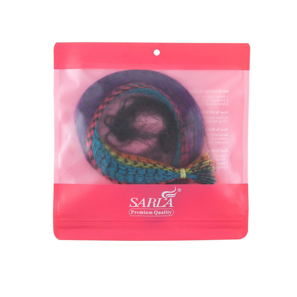 imageSARLA Feather Hair Extensions Kit Synthetic 16 Inch 100 Pcs Itip Hair Feathers for Women 10 Mixed Colors with Plier Hook Beads Heat Friendly Fiber50 pieces No tools