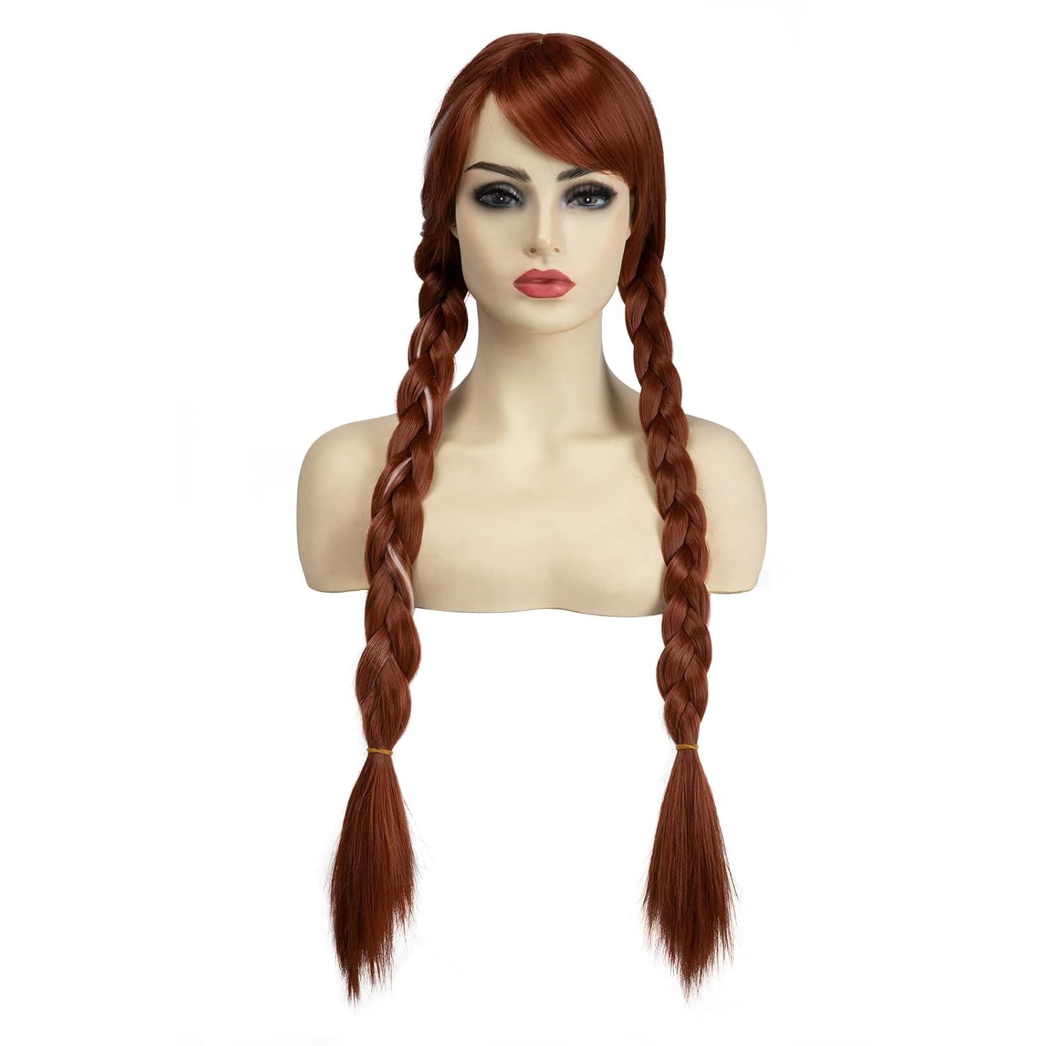 imageSARLA Girls Red Wig Long Wavy Synthetic Hair 24 Inch for Cosplay Party Halloween Costume Child SizeAuburn