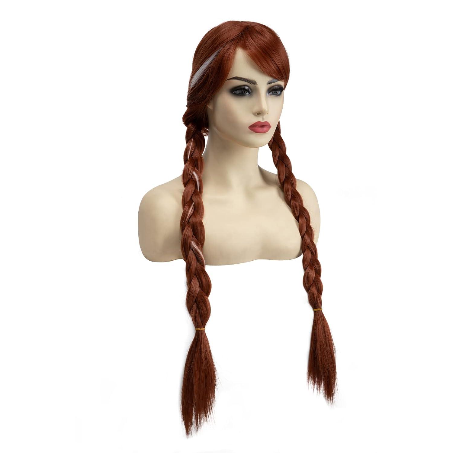 imageSARLA Girls Red Wig Long Wavy Synthetic Hair 24 Inch for Cosplay Party Halloween Costume Child SizeAuburn