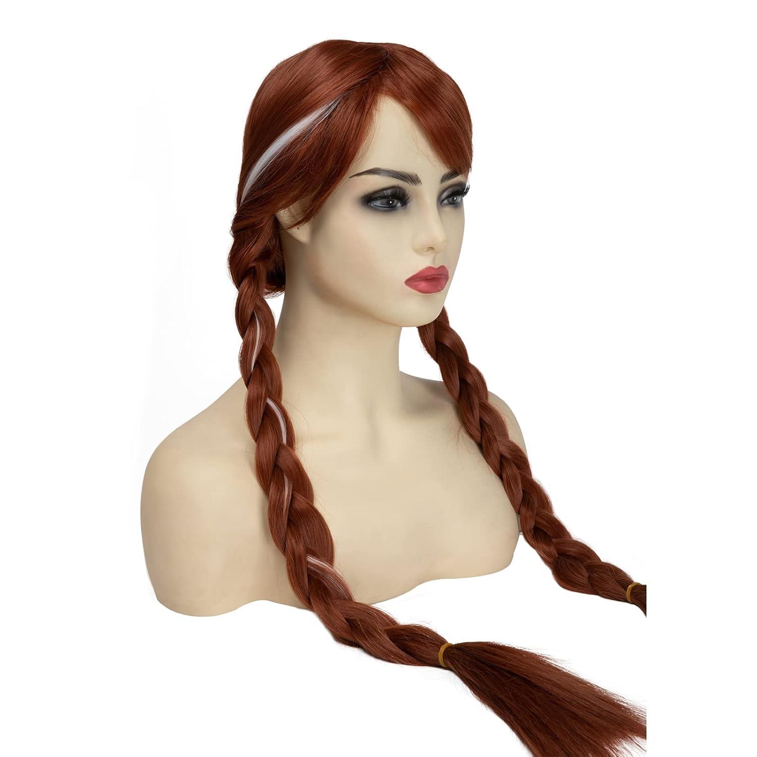 imageSARLA Girls Red Wig Long Wavy Synthetic Hair 24 Inch for Cosplay Party Halloween Costume Child SizeAuburn
