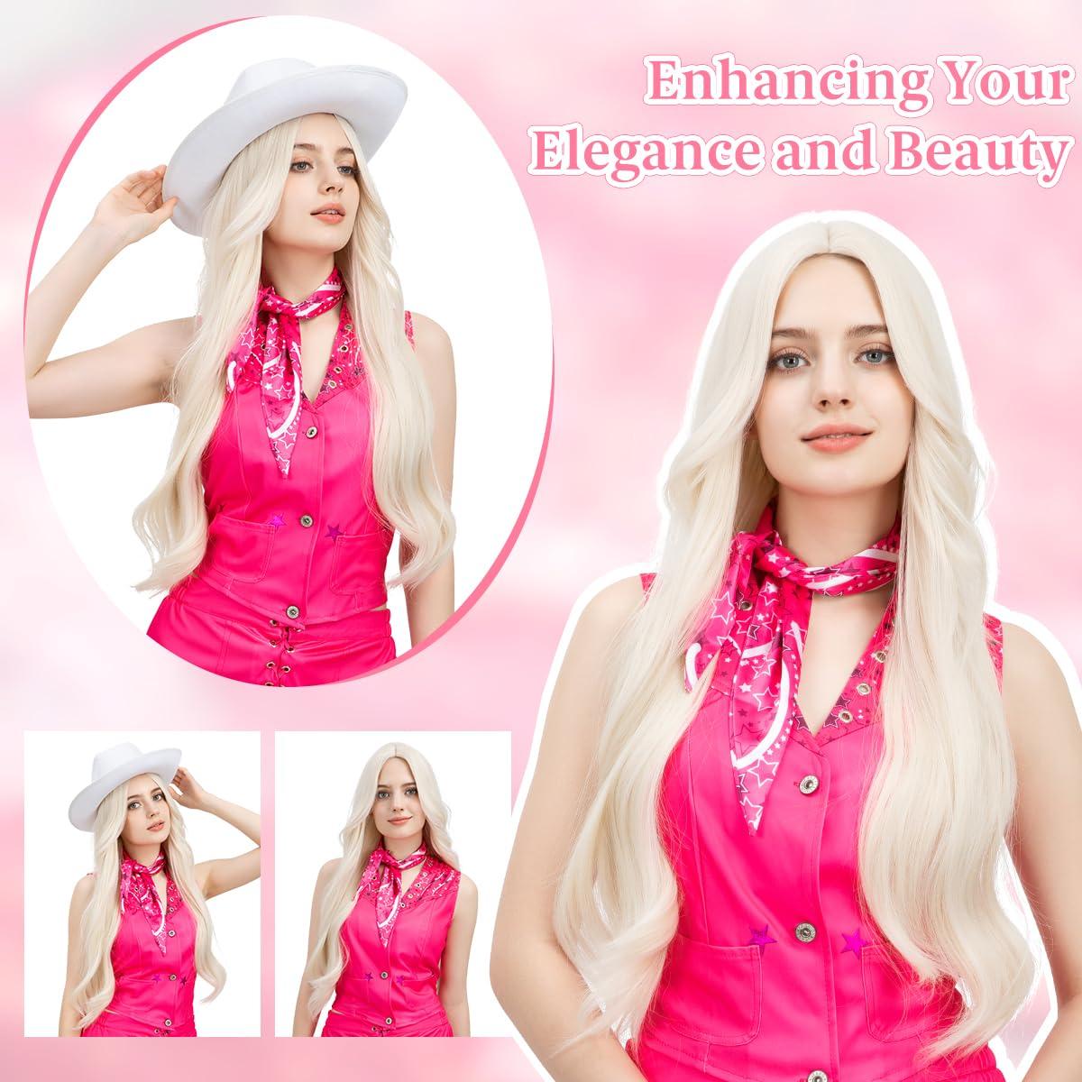 imageSARLA Girls Red Wig Long Wavy Synthetic Hair 24 Inch for Cosplay Party Halloween Costume Child SizeLight Blonde 2