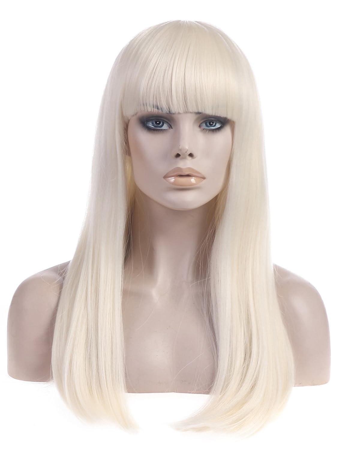 imageSARLA Girls Red Wig Long Wavy Synthetic Hair 24 Inch for Cosplay Party Halloween Costume Child SizeWhite Blonde S