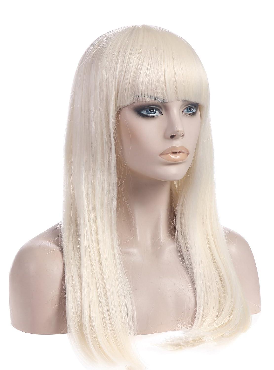 imageSARLA Girls Red Wig Long Wavy Synthetic Hair 24 Inch for Cosplay Party Halloween Costume Child SizeWhite Blonde S