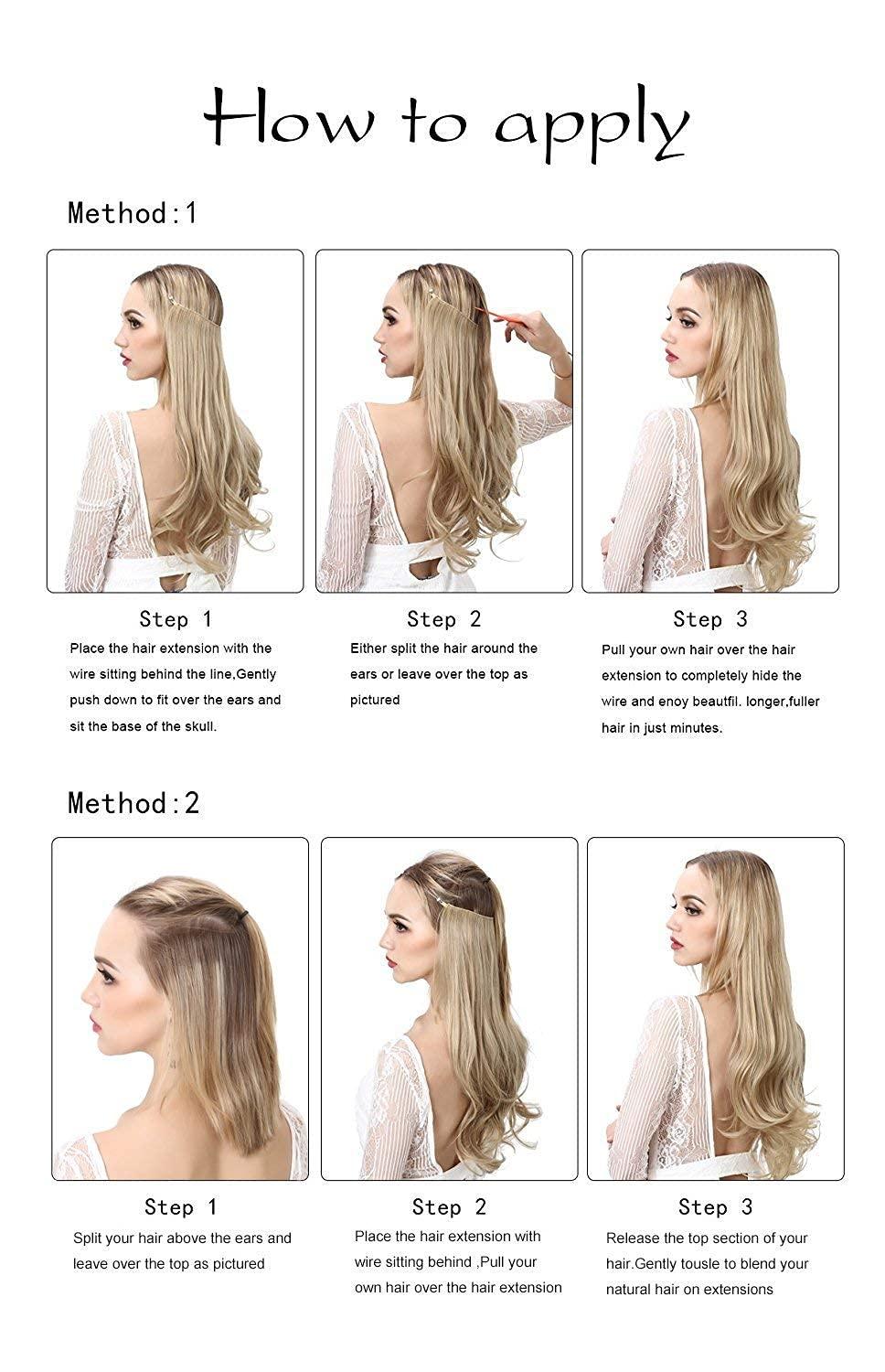imageSARLA Invisible Wire Hair Extensions Straight Long Synthetic Hairpieces 22 Inch Adjustable Transparent Headband for Women Dirty BlondeAsh Medium BrownAsh Blonde
