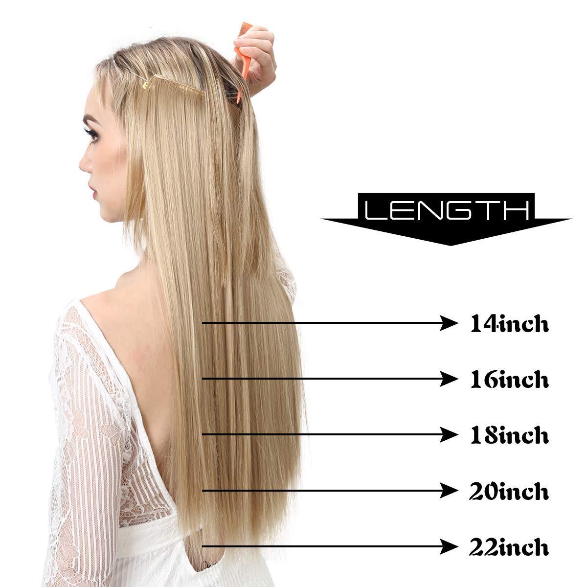 imageSARLA Invisible Wire Hair Extensions Straight Long Synthetic Hairpieces 22 Inch Adjustable Transparent Headband for Women Dirty BlondeChestnut
