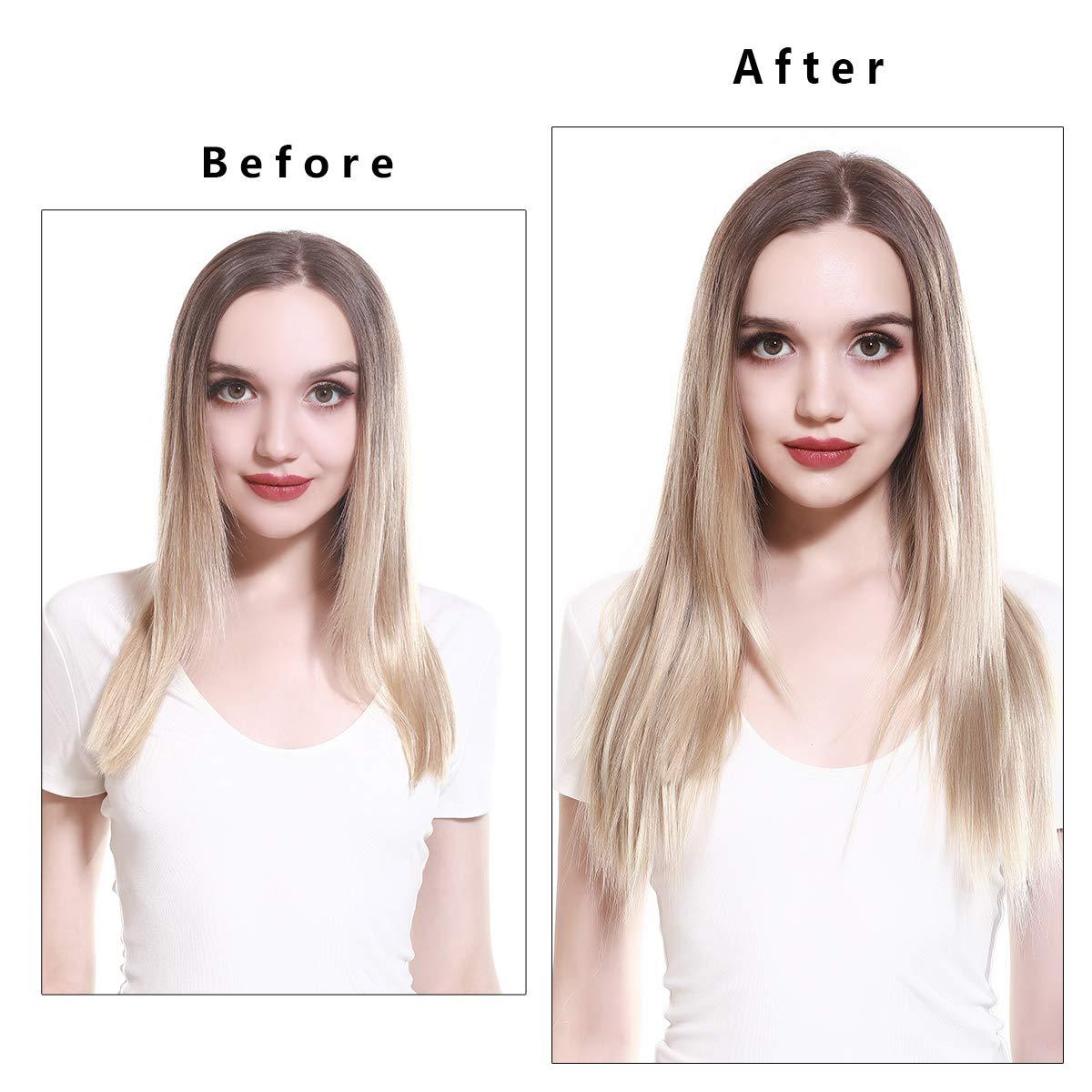 imageSARLA Invisible Wire Hair Extensions Straight Long Synthetic Hairpieces 22 Inch Adjustable Transparent Headband for Women Dirty BlondeSandy Brunette