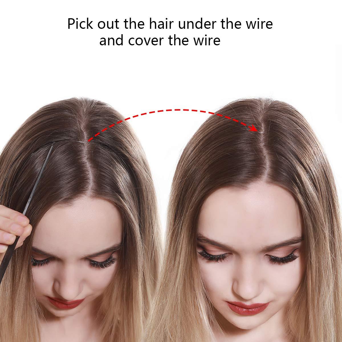 imageSARLA Invisible Wire Hair Extensions Straight Long Synthetic Hairpieces 22 Inch Adjustable Transparent Headband for Women Dirty BlondeStraightBlack Brown