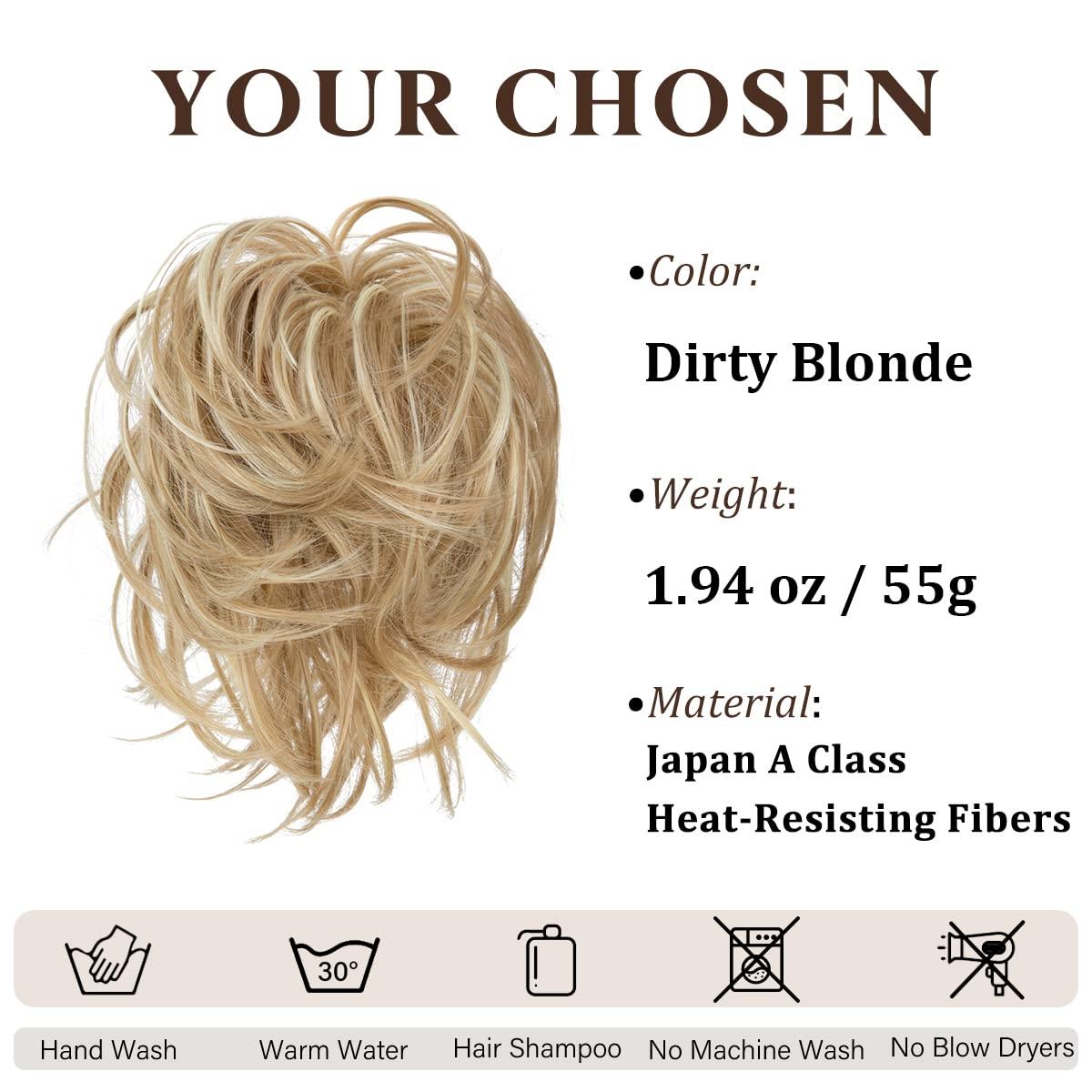 imageSARLA Messy Hair Bun Hair Pieces Curly Synthetic Updo Fake Scrunchies Ponytail Extension for Women Dirty Blonde 1PCS1PCDirty Blonde
