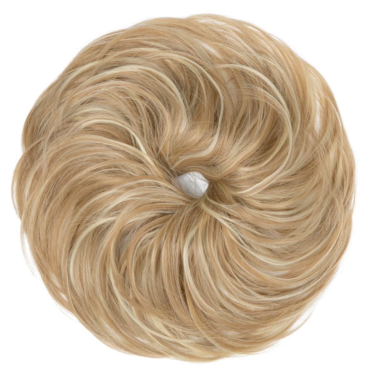 imageSARLA Messy Hair Bun Hair Pieces Curly Synthetic Updo Fake Scrunchies Ponytail Extension for Women Dirty Blonde 1PCS1PCDirty Blonde