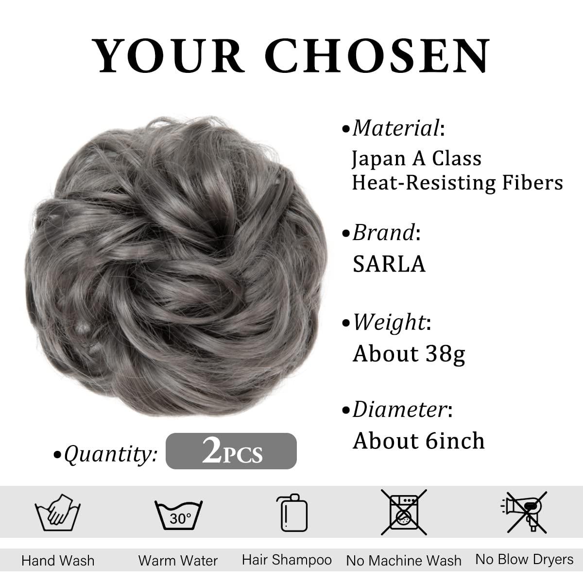 imageSARLA Messy Hair Bun Hair Pieces Curly Synthetic Updo Fake Scrunchies Ponytail Extension for Women Dirty Blonde 1PCS2PCS171