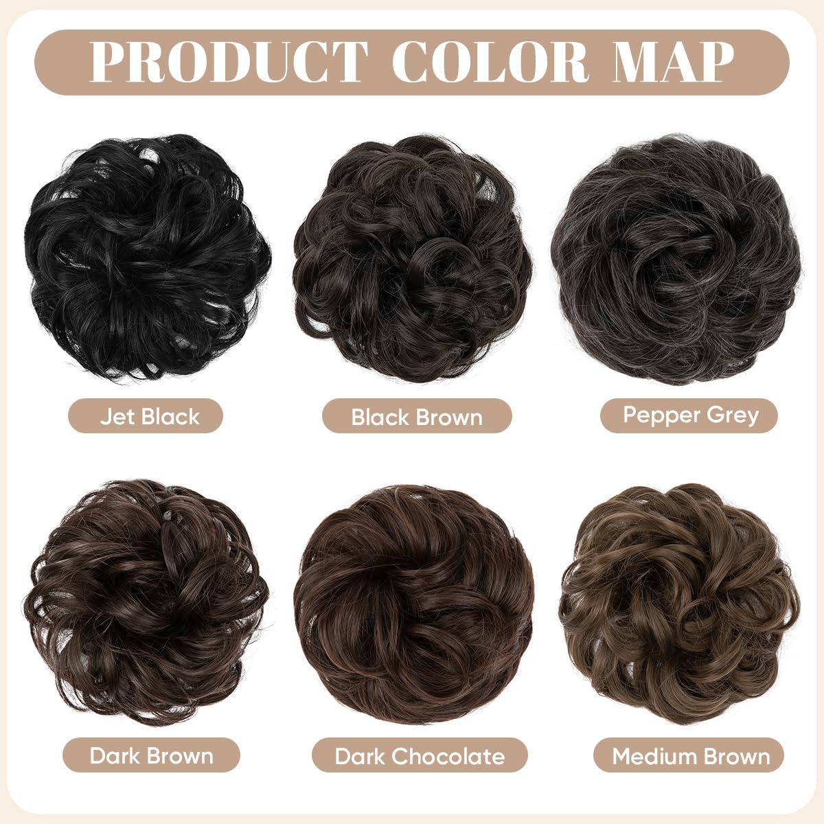 imageSARLA Messy Hair Bun Hair Pieces Curly Synthetic Updo Fake Scrunchies Ponytail Extension for Women Dirty Blonde 1PCS2PCSBlack Brown