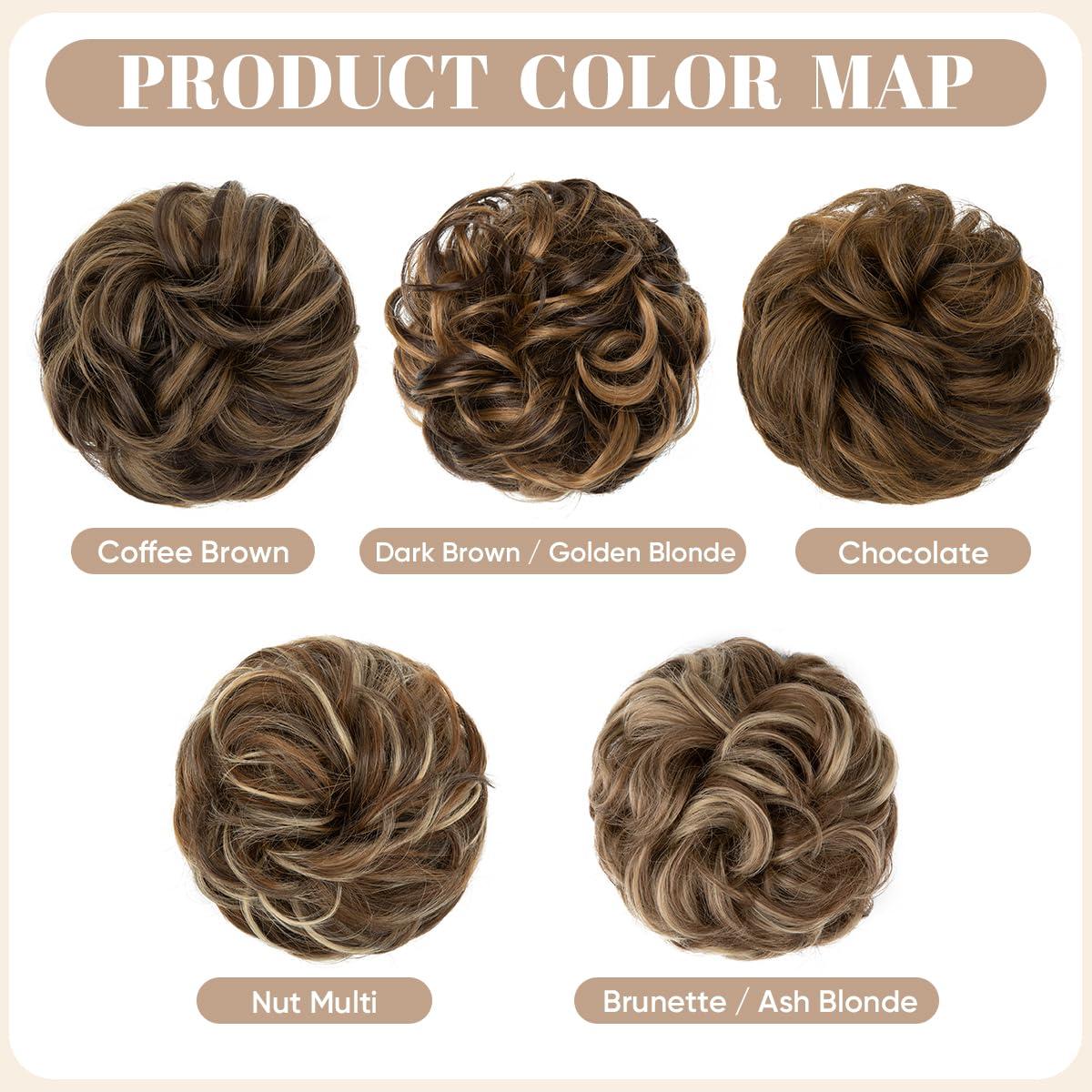 imageSARLA Messy Hair Bun Hair Pieces Curly Synthetic Updo Fake Scrunchies Ponytail Extension for Women Dirty Blonde 1PCS2PCSChocolate