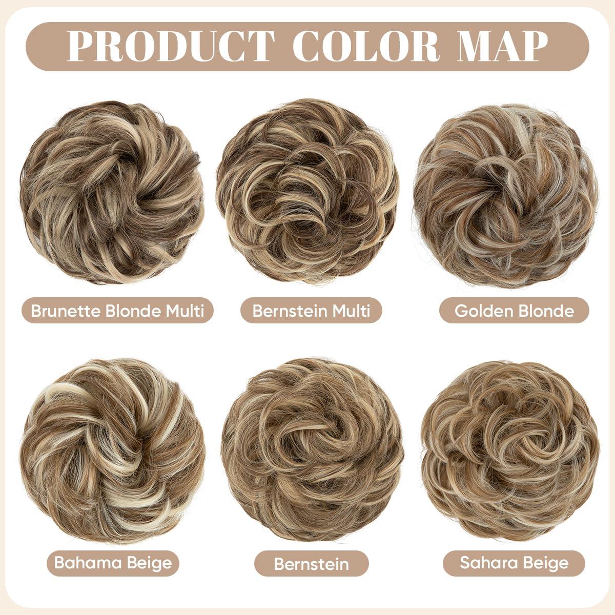 imageSARLA Messy Hair Bun Hair Pieces Curly Synthetic Updo Fake Scrunchies Ponytail Extension for Women Dirty Blonde 1PCS2PCSGolden Blonde
