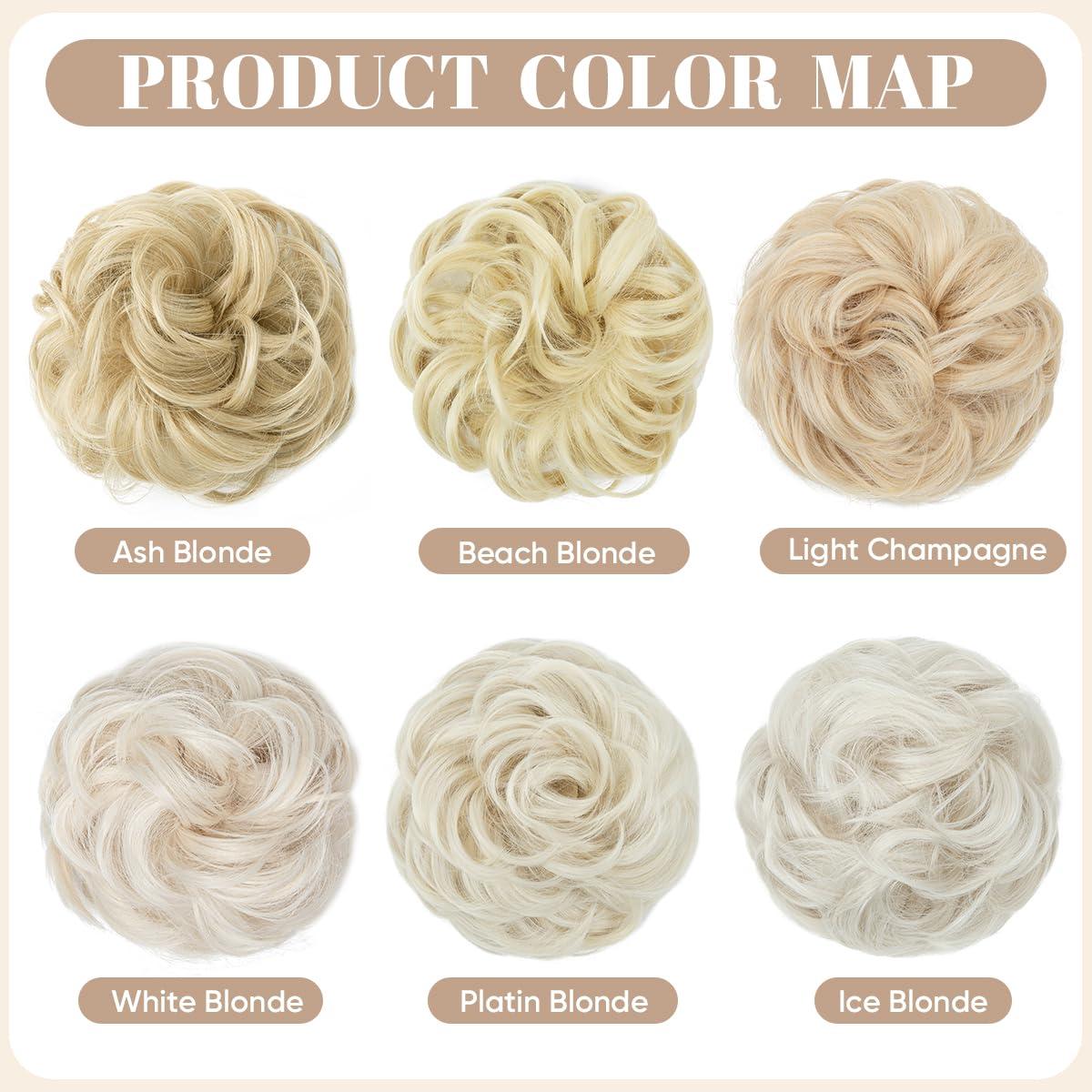 imageSARLA Messy Hair Bun Hair Pieces Curly Synthetic Updo Fake Scrunchies Ponytail Extension for Women Dirty Blonde 1PCS2PCSLight Champagne