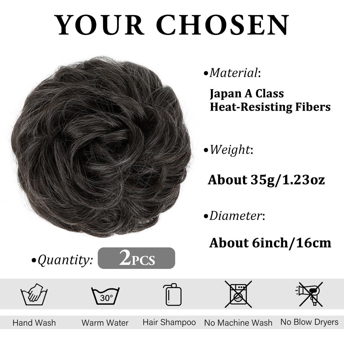 imageSARLA Messy Hair Bun Hair Pieces Curly Synthetic Updo Fake Scrunchies Ponytail Extension for Women Dirty Blonde 1PCS2PCSPepper Grey
