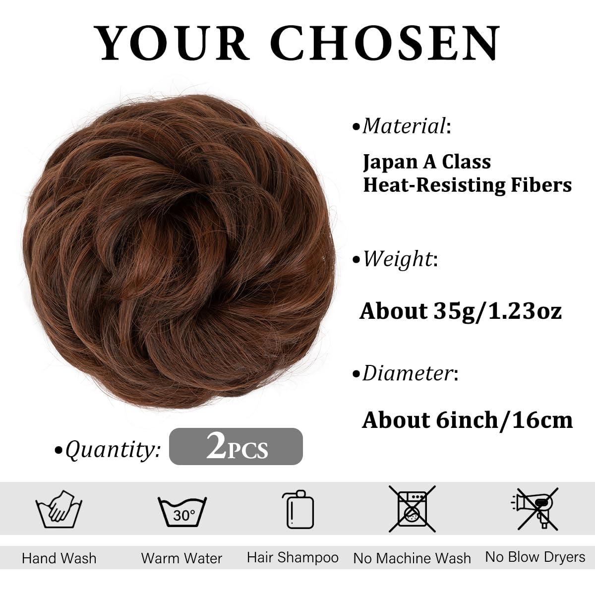 imageSARLA Messy Hair Bun Hair Pieces Curly Synthetic Updo Fake Scrunchies Ponytail Extension for Women Dirty Blonde 1PCS2PCSRed Vino