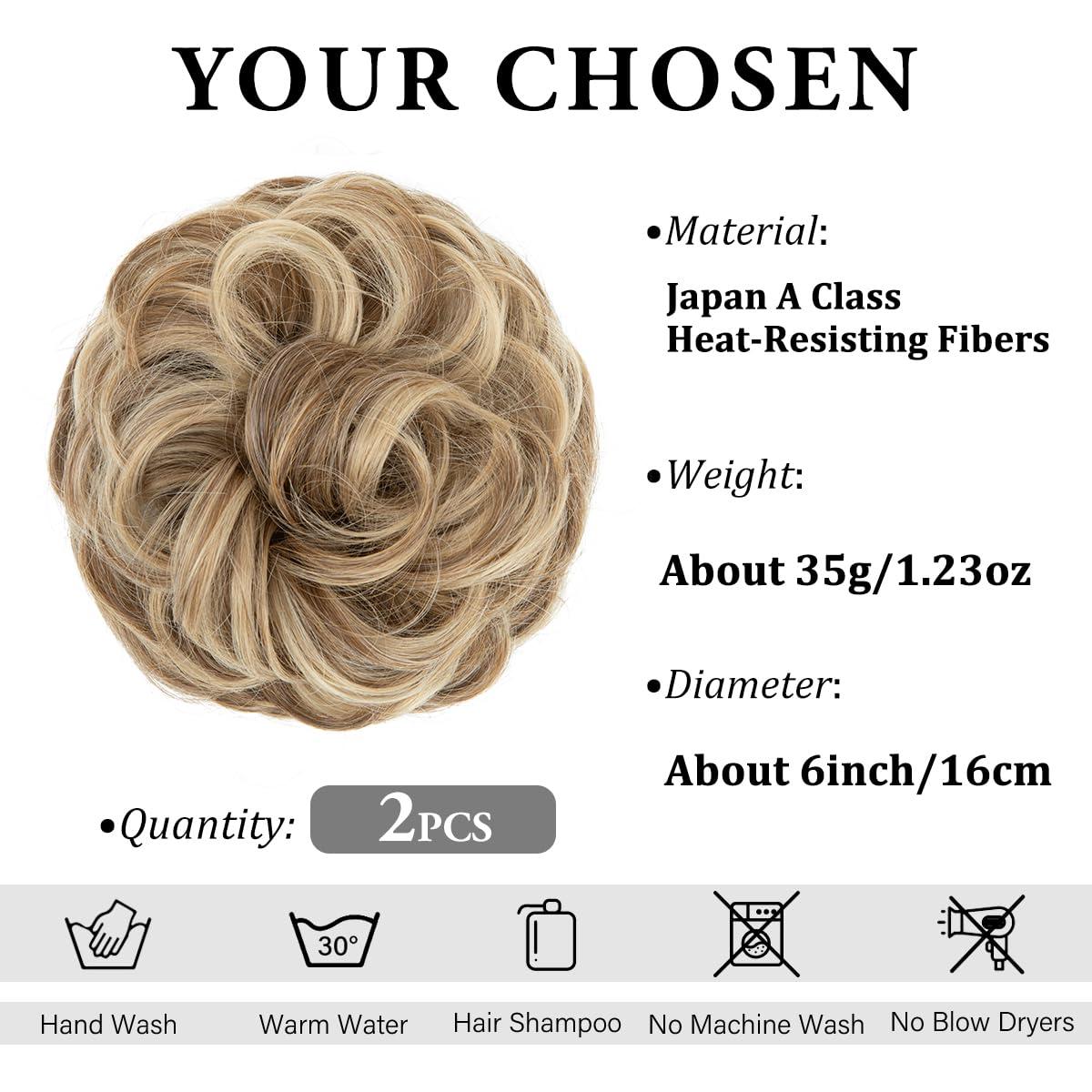 imageSARLA Messy Hair Bun Hair Pieces Curly Synthetic Updo Fake Scrunchies Ponytail Extension for Women Dirty Blonde 1PCS2PCSSand