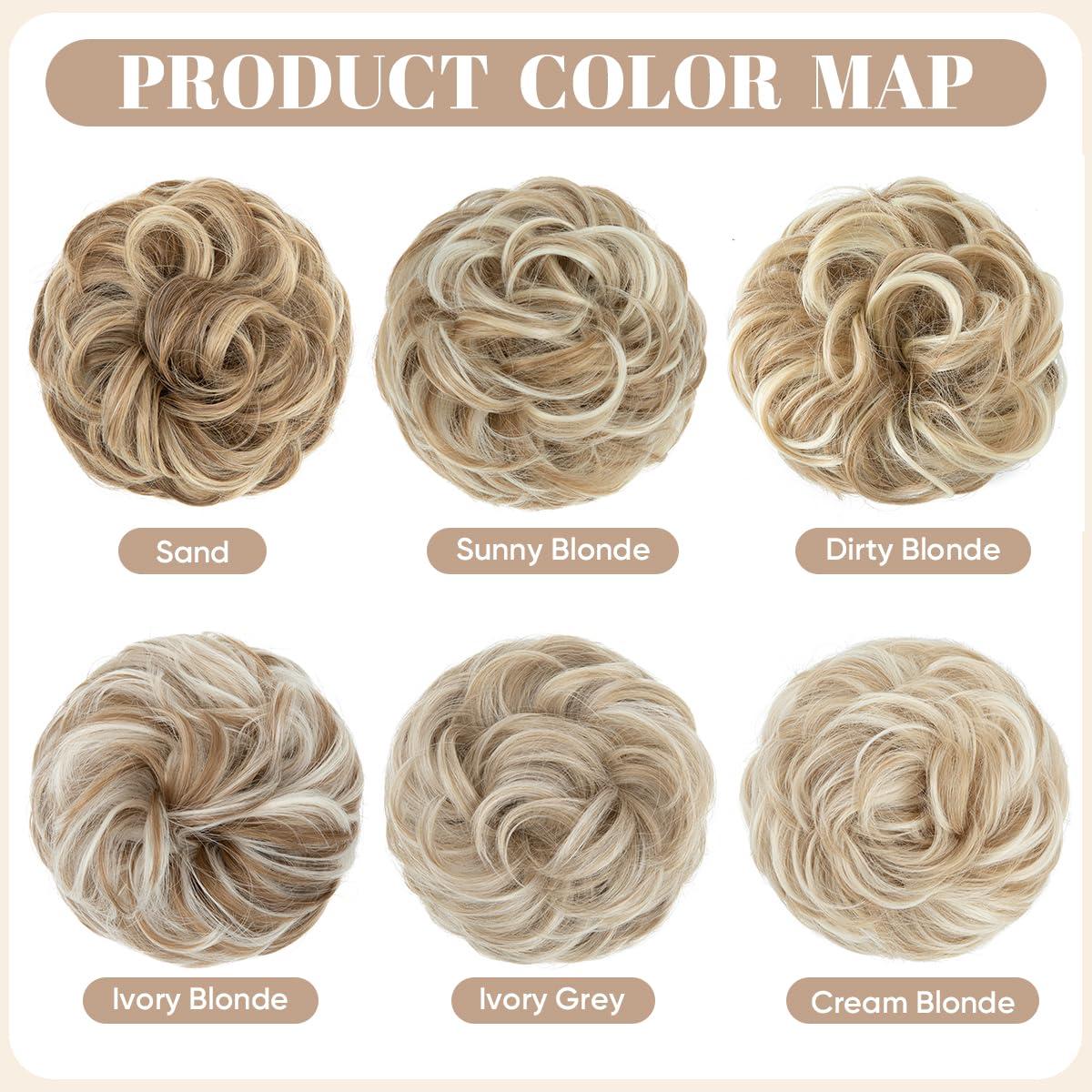 imageSARLA Messy Hair Bun Hair Pieces Curly Synthetic Updo Fake Scrunchies Ponytail Extension for Women Dirty Blonde 1PCS2PCSSand