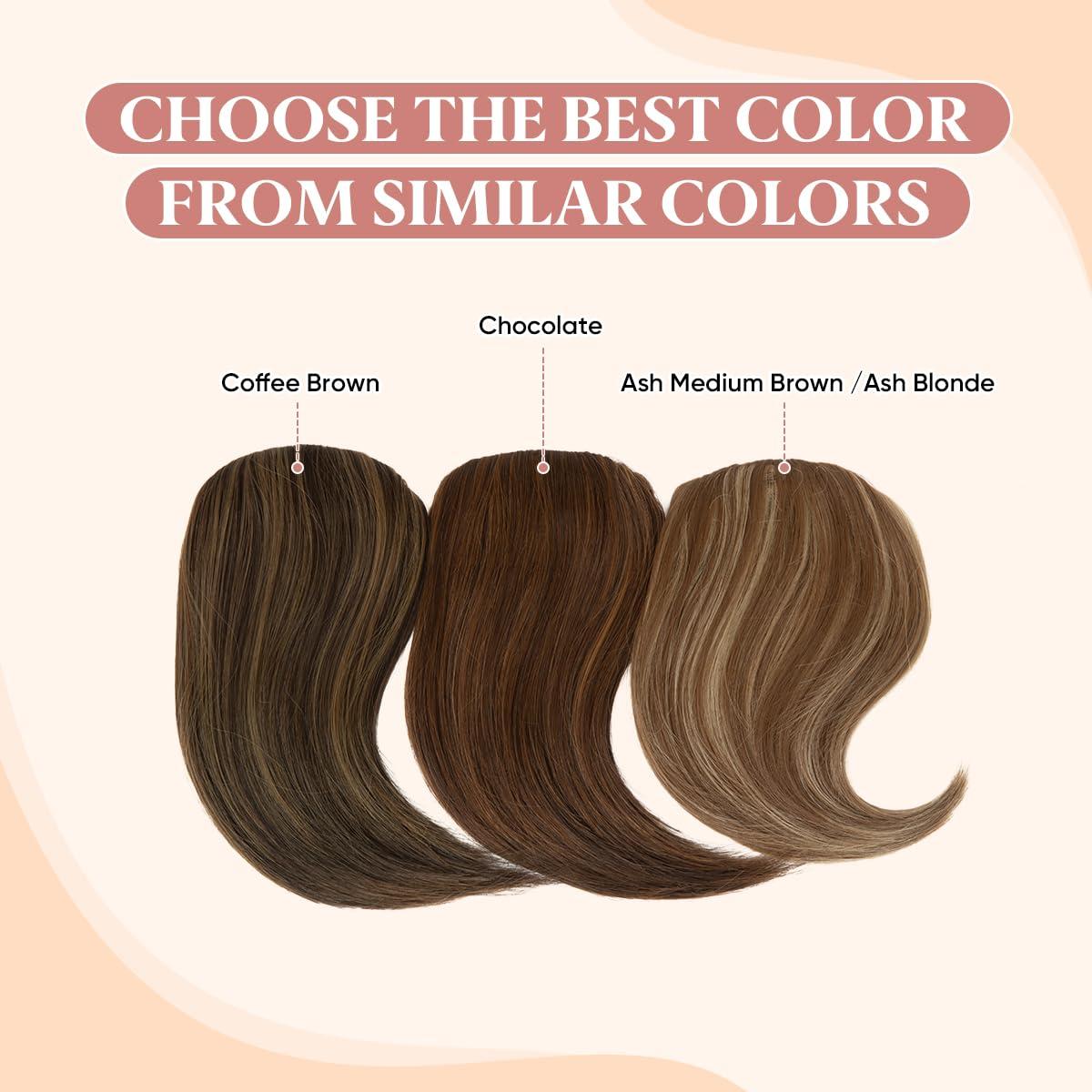 imageSARLA Side Hair Bangs Clip in Off Black One Piece Straight Synthetic Bangs Extension for WomenChocolate