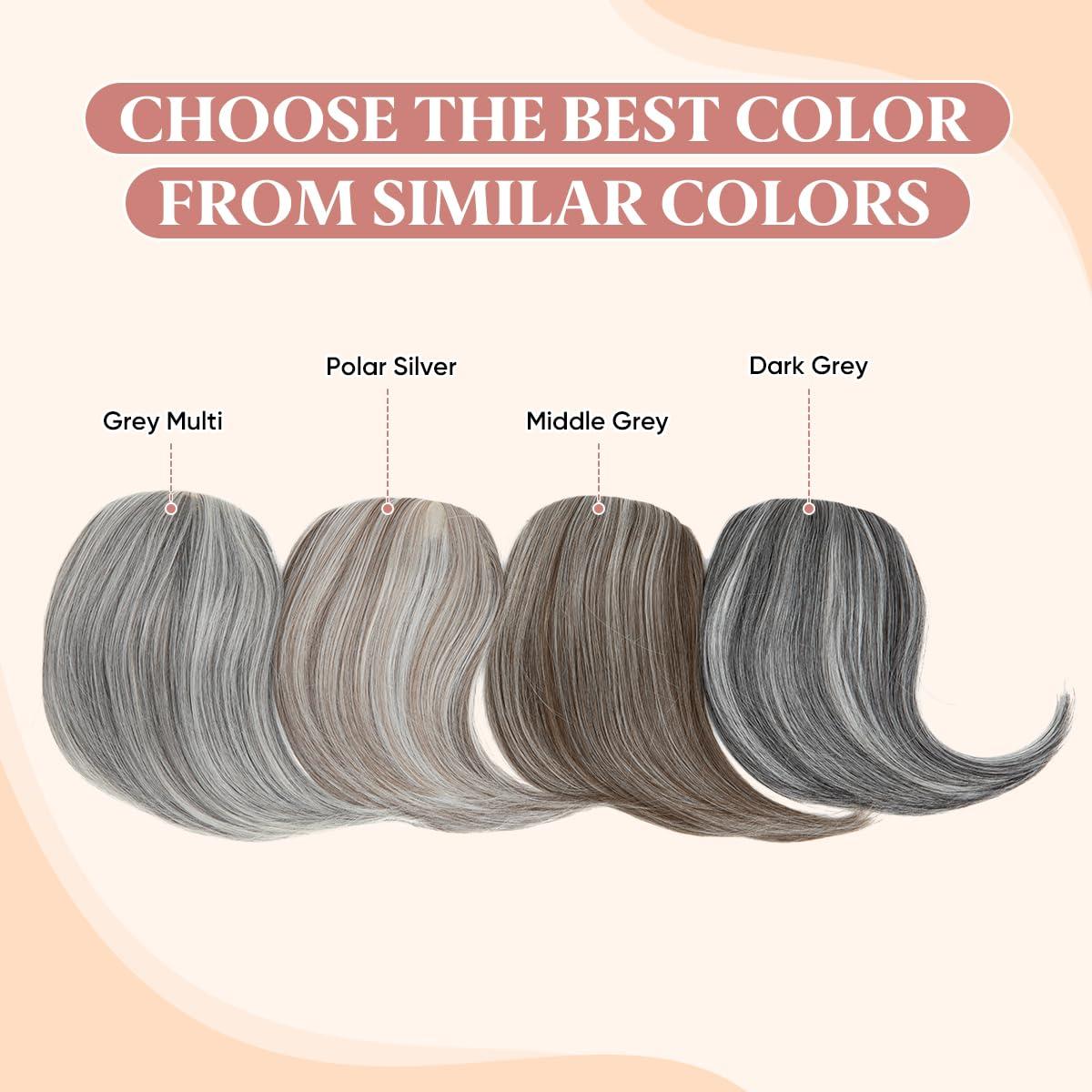 imageSARLA Side Hair Bangs Clip in Off Black One Piece Straight Synthetic Bangs Extension for WomenPolar Silver