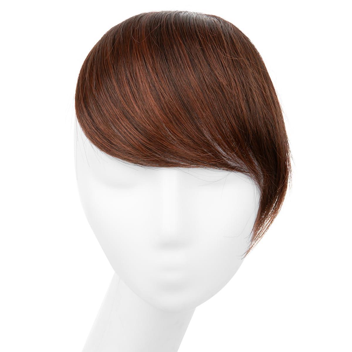 imageSARLA Side Hair Bangs Clip in Off Black One Piece Straight Synthetic Bangs Extension for WomenRed Vino