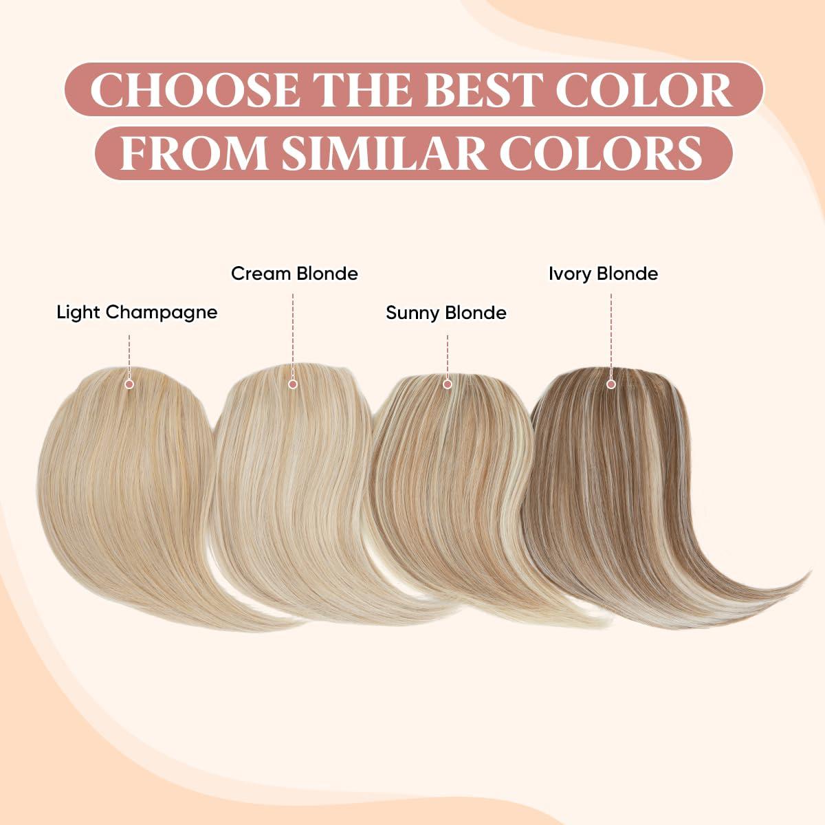 imageSARLA Side Hair Bangs Clip in Off Black One Piece Straight Synthetic Bangs Extension for WomenSunny Blonde