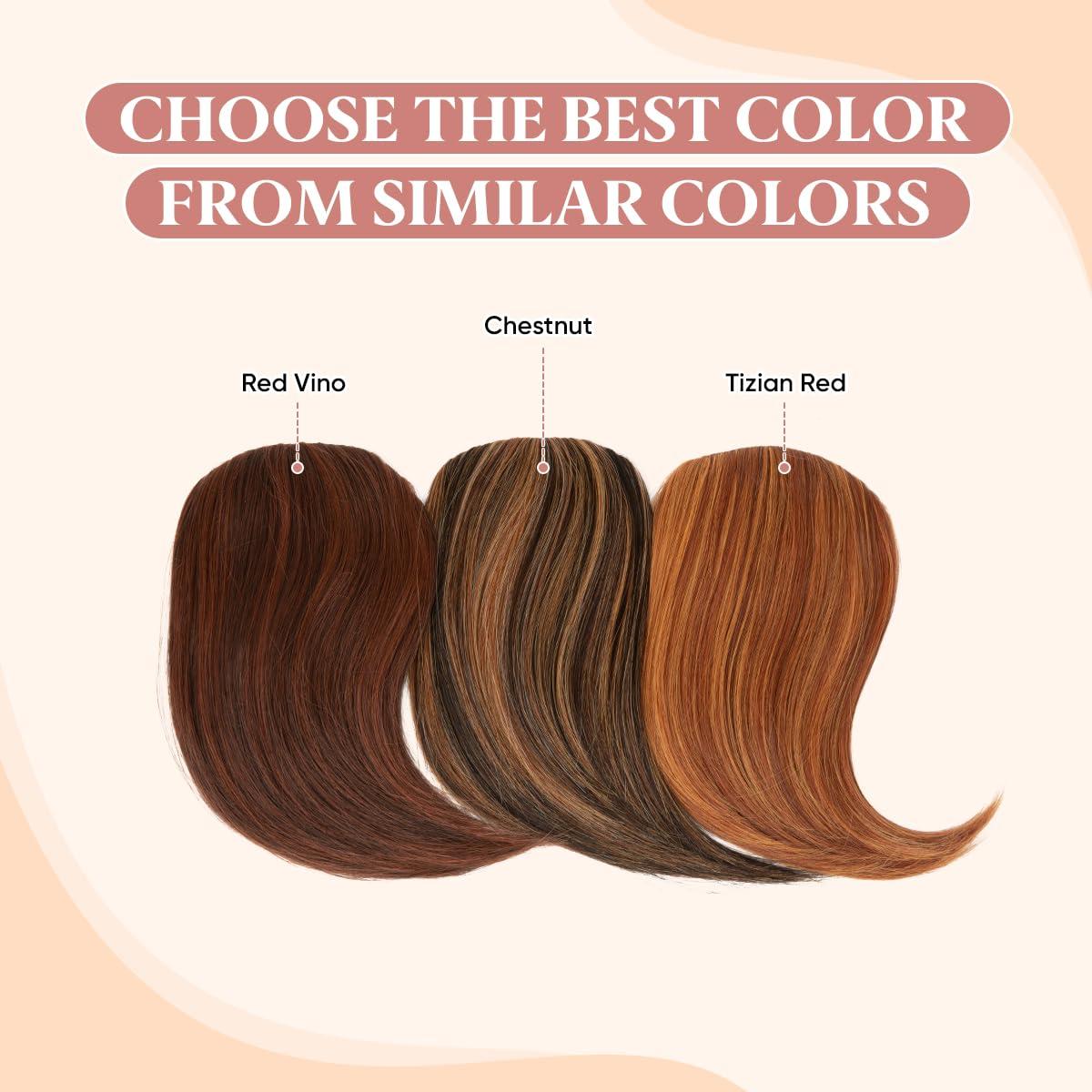 imageSARLA Side Hair Bangs Clip in Off Black One Piece Straight Synthetic Bangs Extension for WomenTizian Red