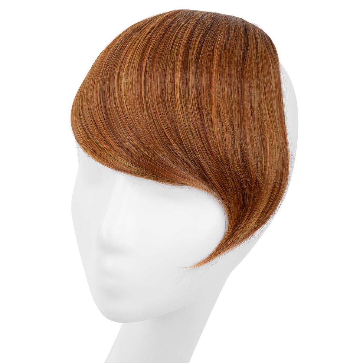 imageSARLA Side Hair Bangs Clip in Off Black One Piece Straight Synthetic Bangs Extension for WomenTizian Red