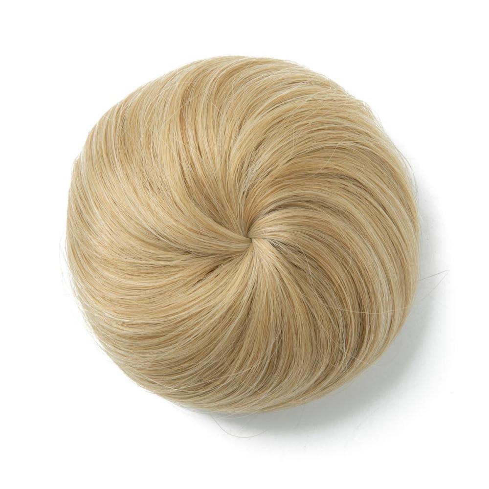 imageSARLA Dark Brown Hair Buns Extension Drawstring Updo Donut Chignon Straight Synthetic Fake Ballet Bun for Women Lady 1 PcsNatural Blonde