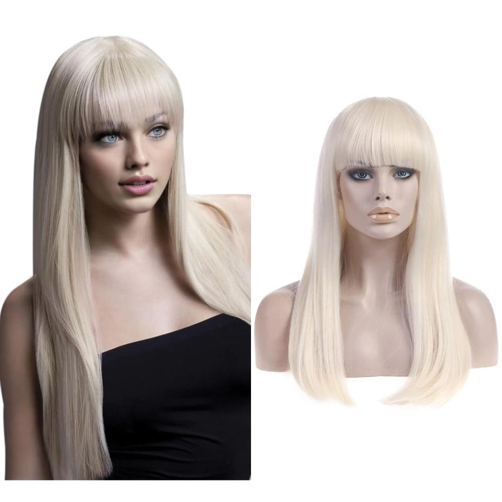 imageSARLA Girls Red Wig Long Wavy Synthetic Hair 24 Inch for Cosplay Party Halloween Costume Child SizeWhite Blonde S