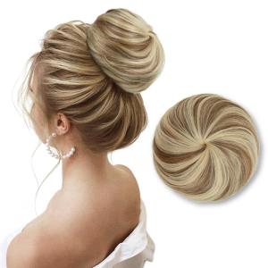SARLA Dark Brown Hair Buns Extension Drawstring Updo Donut Chignon Straight Synthetic Fake Ballet Bun for Women Lady 1 Pcs(Bahama Beige)