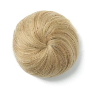 SARLA Dark Brown Hair Buns Extension Drawstring Updo Donut Chignon Straight Synthetic Fake Ballet Bun for Women Lady 1 Pcs(Natural Blonde)