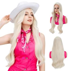 SARLA Girls Red Wig Long Wavy Synthetic Hair 24 Inch for Cosplay Party Halloween Costume Child Size(Light Blonde 2)