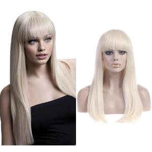 SARLA Girls Red Wig Long Wavy Synthetic Hair 24 Inch for Cosplay Party Halloween Costume Child Size(White Blonde S)