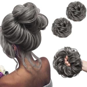 SARLA Messy Hair Bun Hair Pieces Curly Synthetic Updo Fake Scrunchies Ponytail Extension for Women Dirty Blonde 1PCS(2PCS-171#)