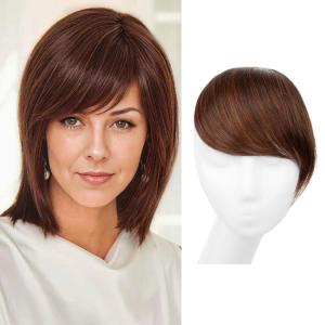 SARLA Side Hair Bangs Clip in Off Black One Piece Straight Synthetic Bangs Extension for Women(Red Vino)